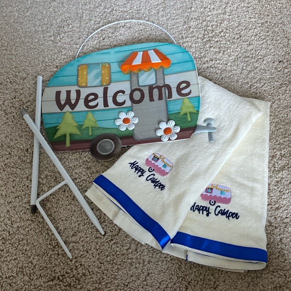 Other - Camping sign & kitchen towels